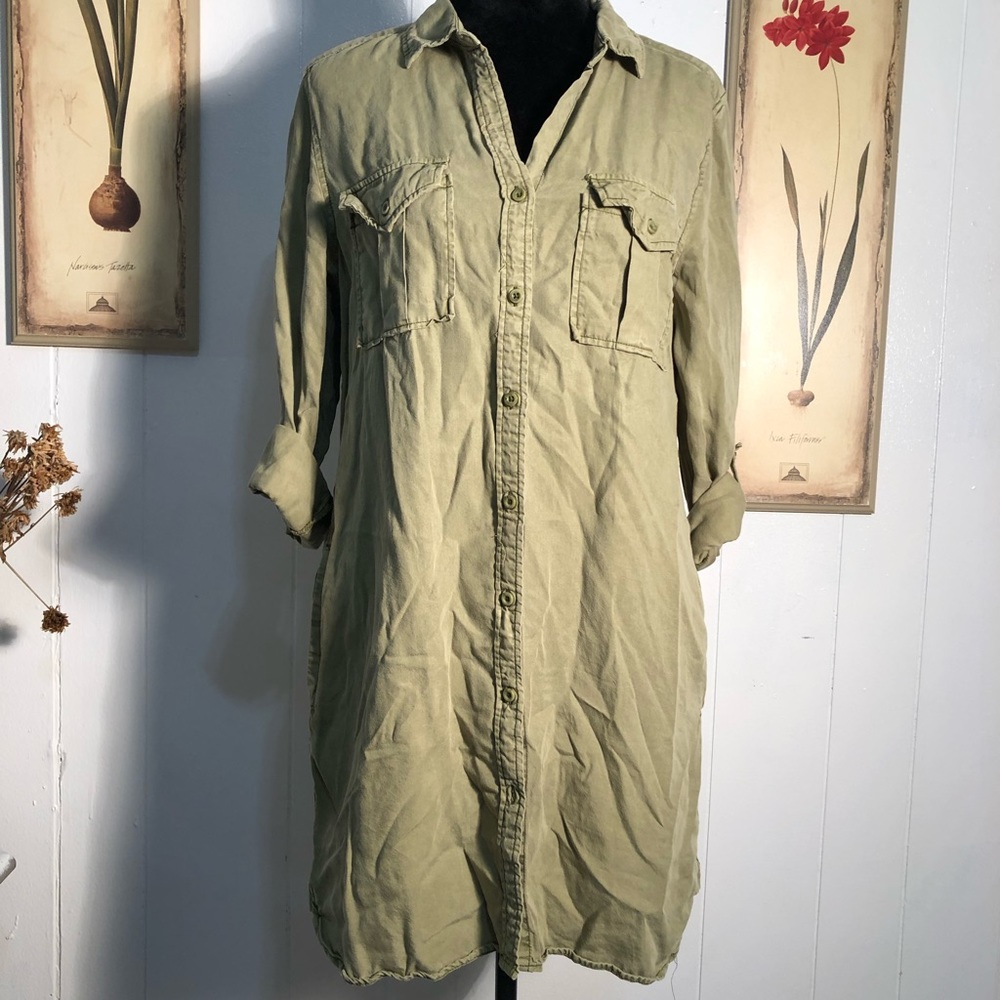 Army green philosophy tunic safari dress medium